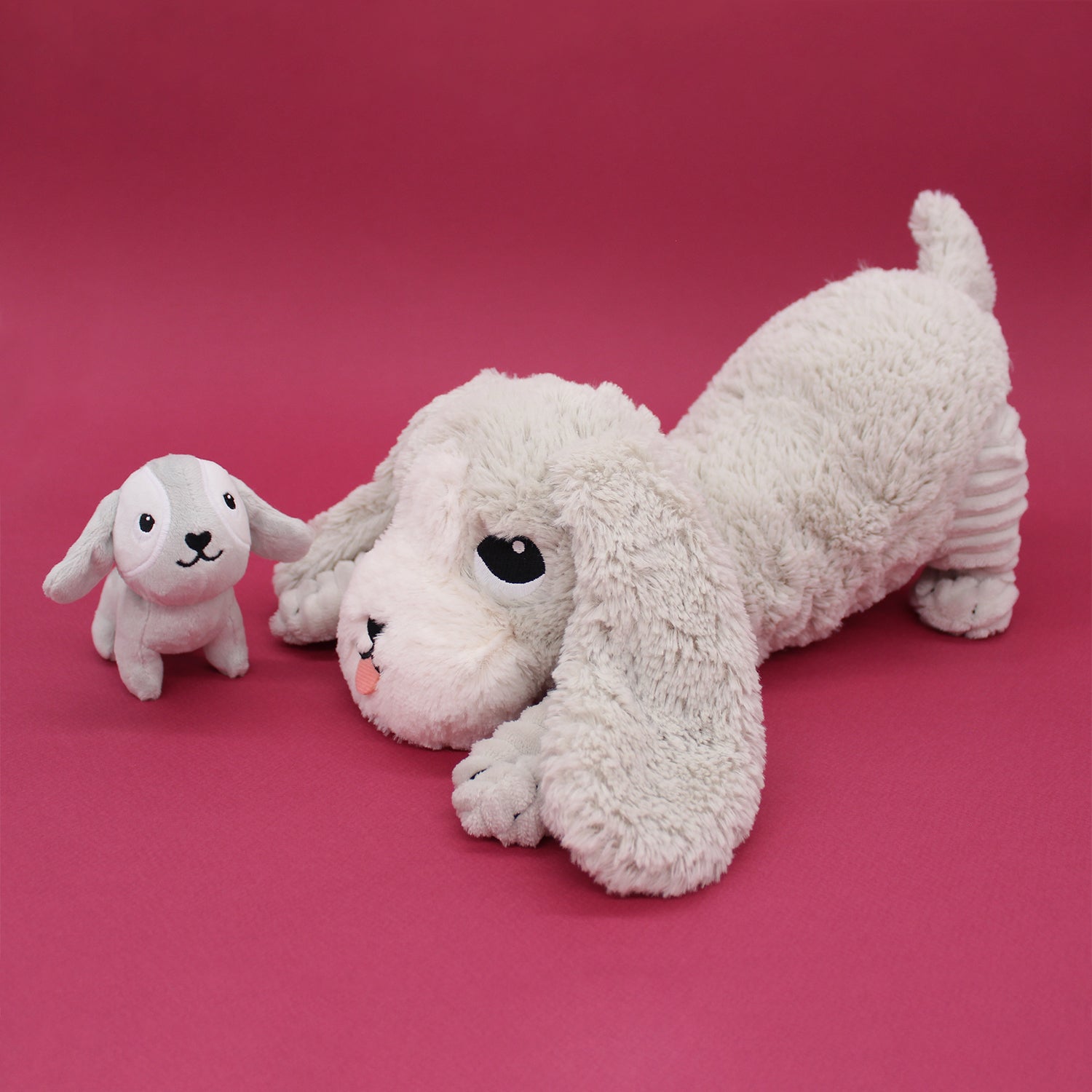 Toutou the dog plush mom and her grey baby Les Ptipotos