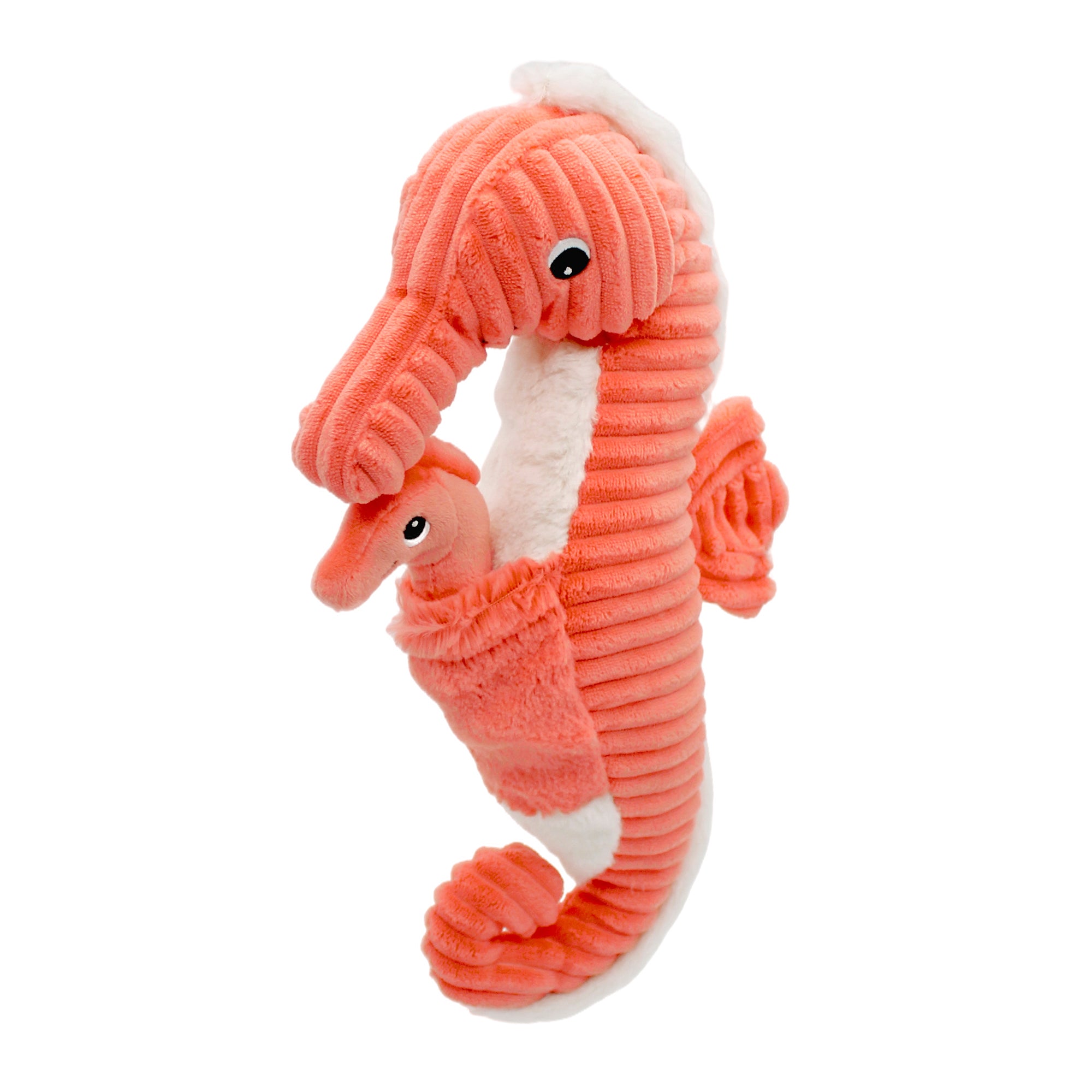 Papadou papa and his baby coral seahorse plush toy Les Ptipotos