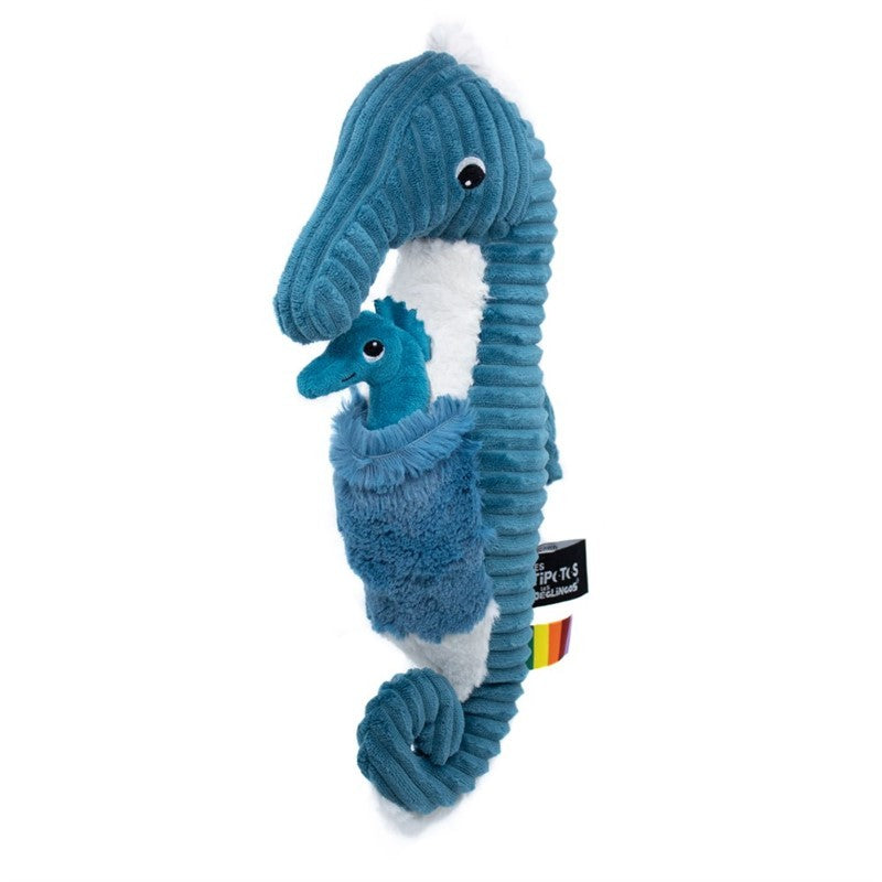 Plush Papadou the seahorse dad and his blue baby Les Ptipotos