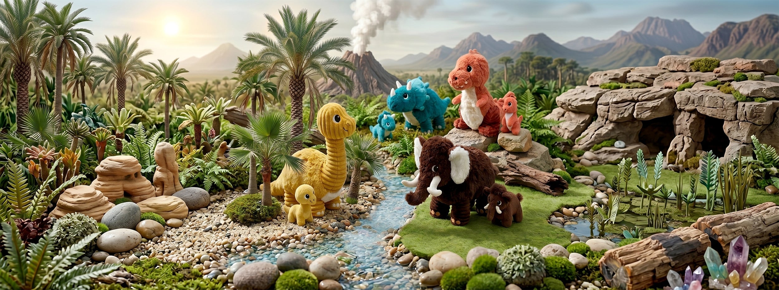 Collection préhistorique : les peluches Ptipotos animaux de la préhistoire
