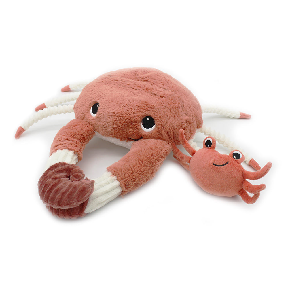 Peluche Cassecou le crabe maman - bébé terracotta - Les Ptipotos