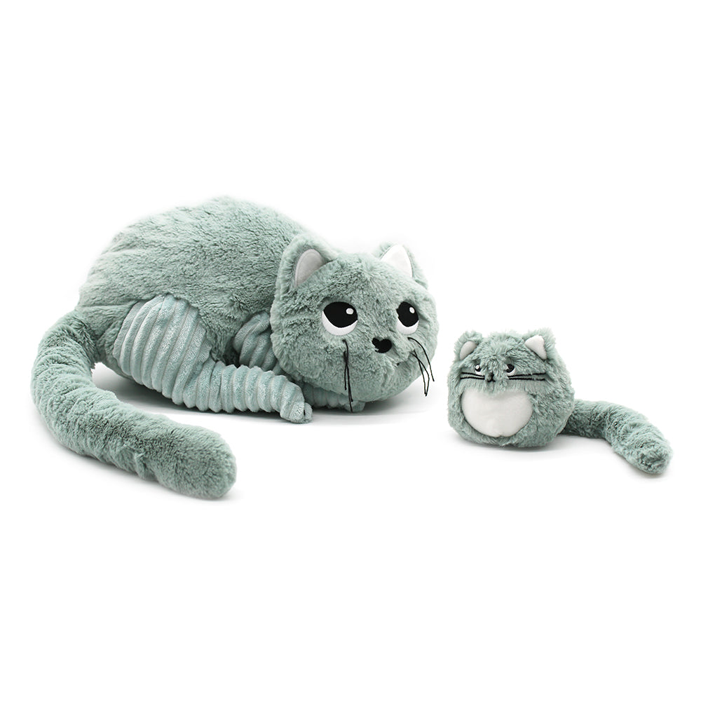 Peluche chat Miaou maman et son bébé vert menthe - Les Ptipotos 8