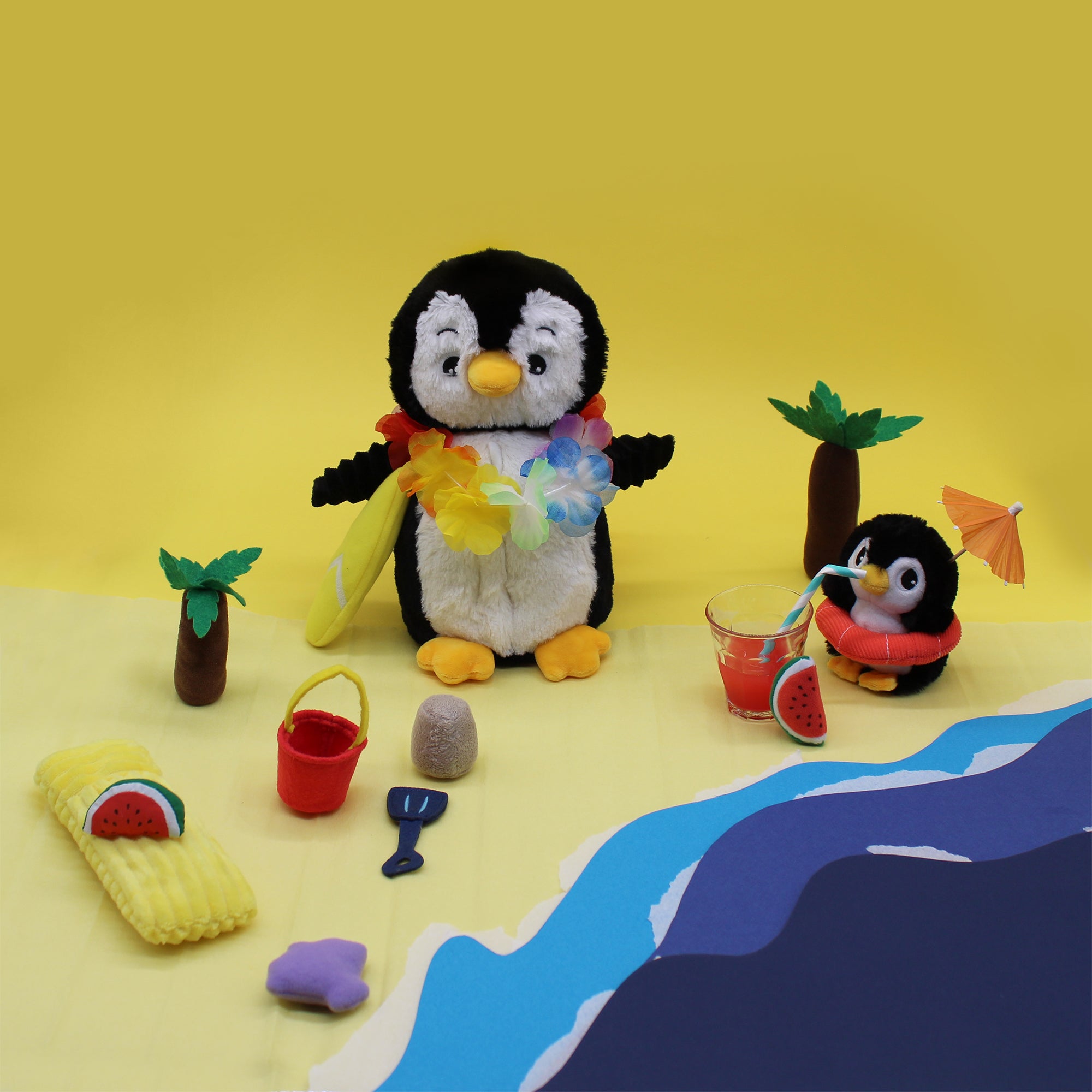 Peluche pingouin Iglou maman et son bébé vert menthe - Les Ptipotos 2