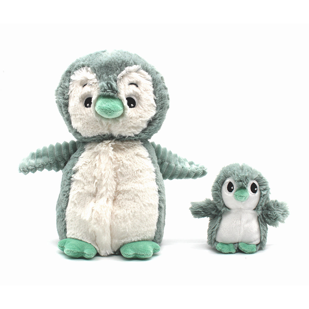 Peluche pingouin Iglou maman et son bébé vert menthe - Les Ptipotos