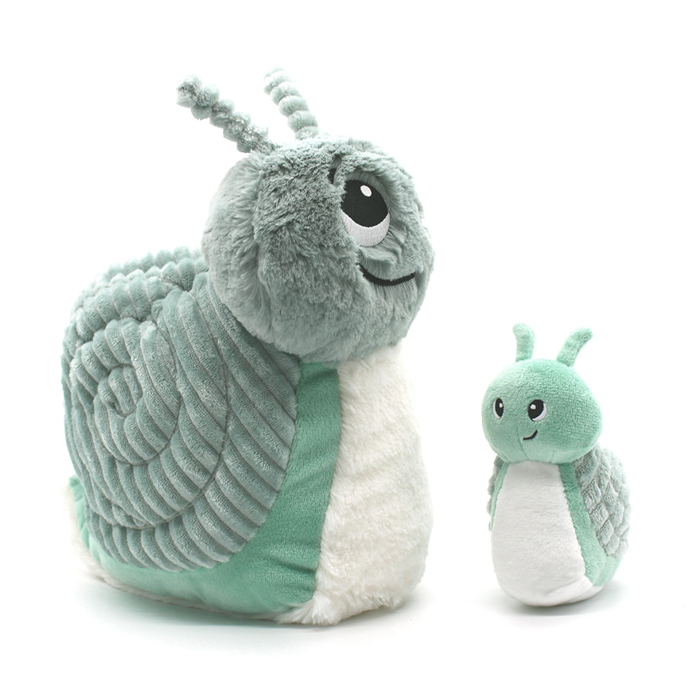 Peluche escargot Speedou maman et son bébé vert menthe - Les Ptipotos
