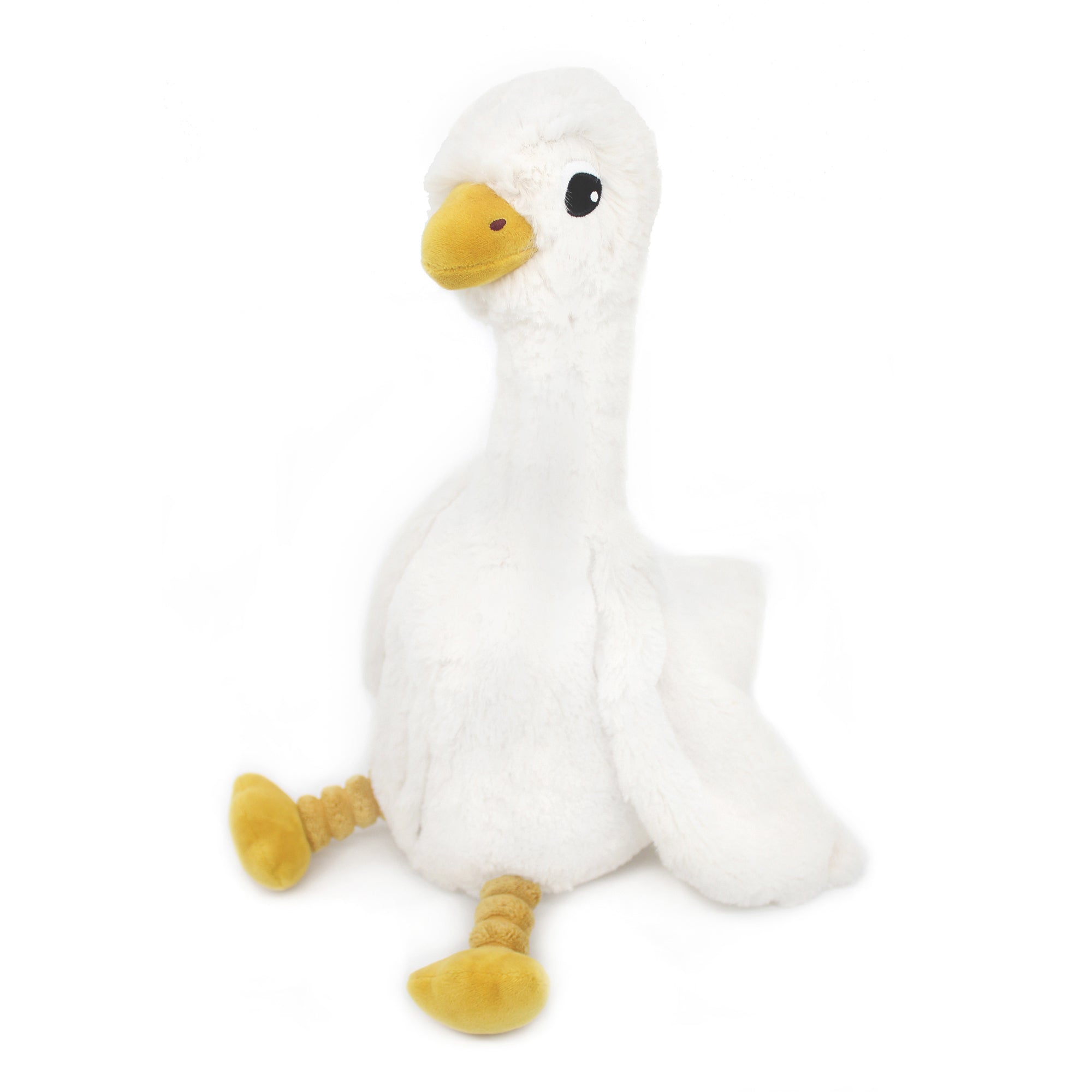 Peluche oie Jébongou maman et son bébé blanc - vue de profil de la maman oie - Les Ptipotos