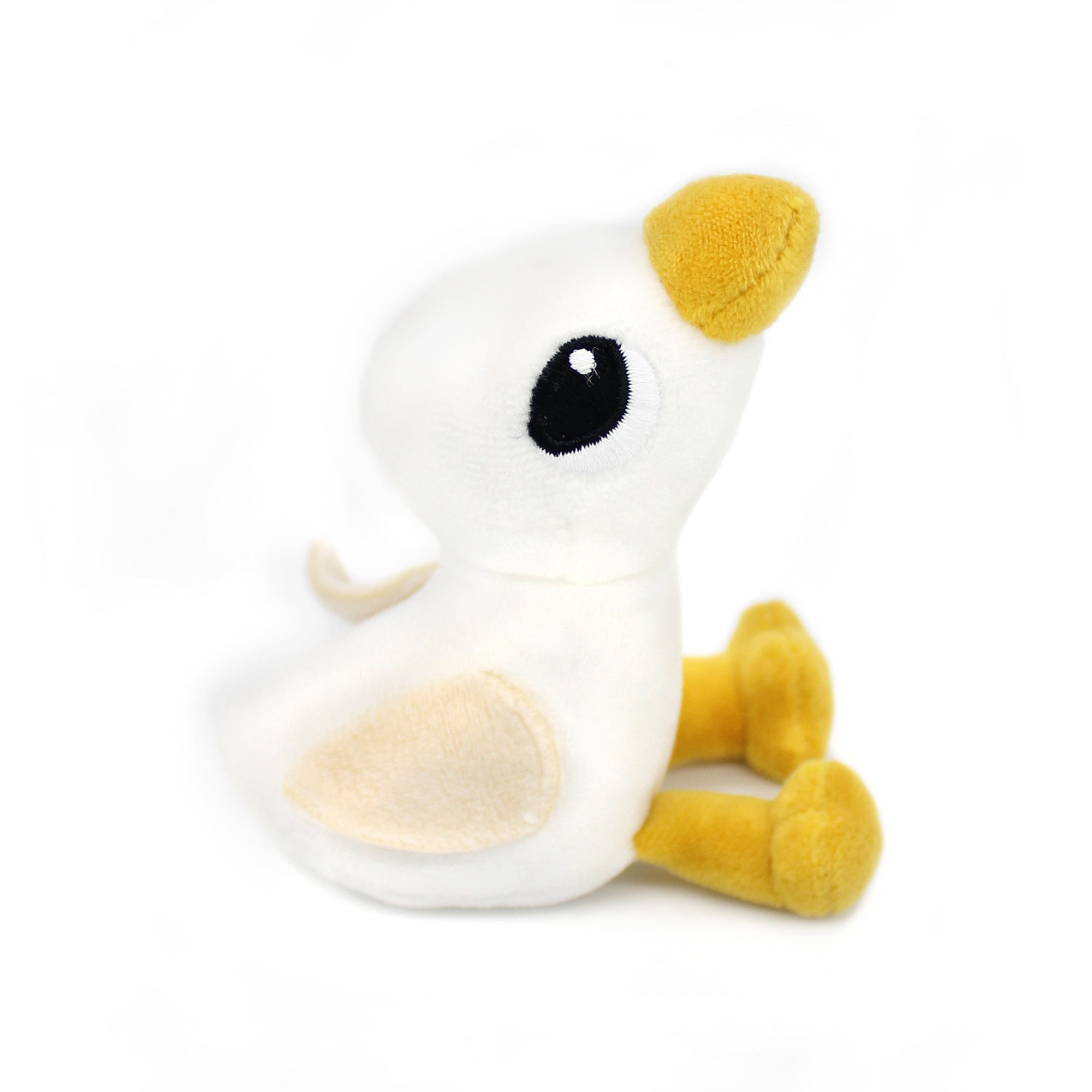 Peluche oie Jébongou maman et son bébé blanc - vue de profil du bébé oie - Les Ptipotos