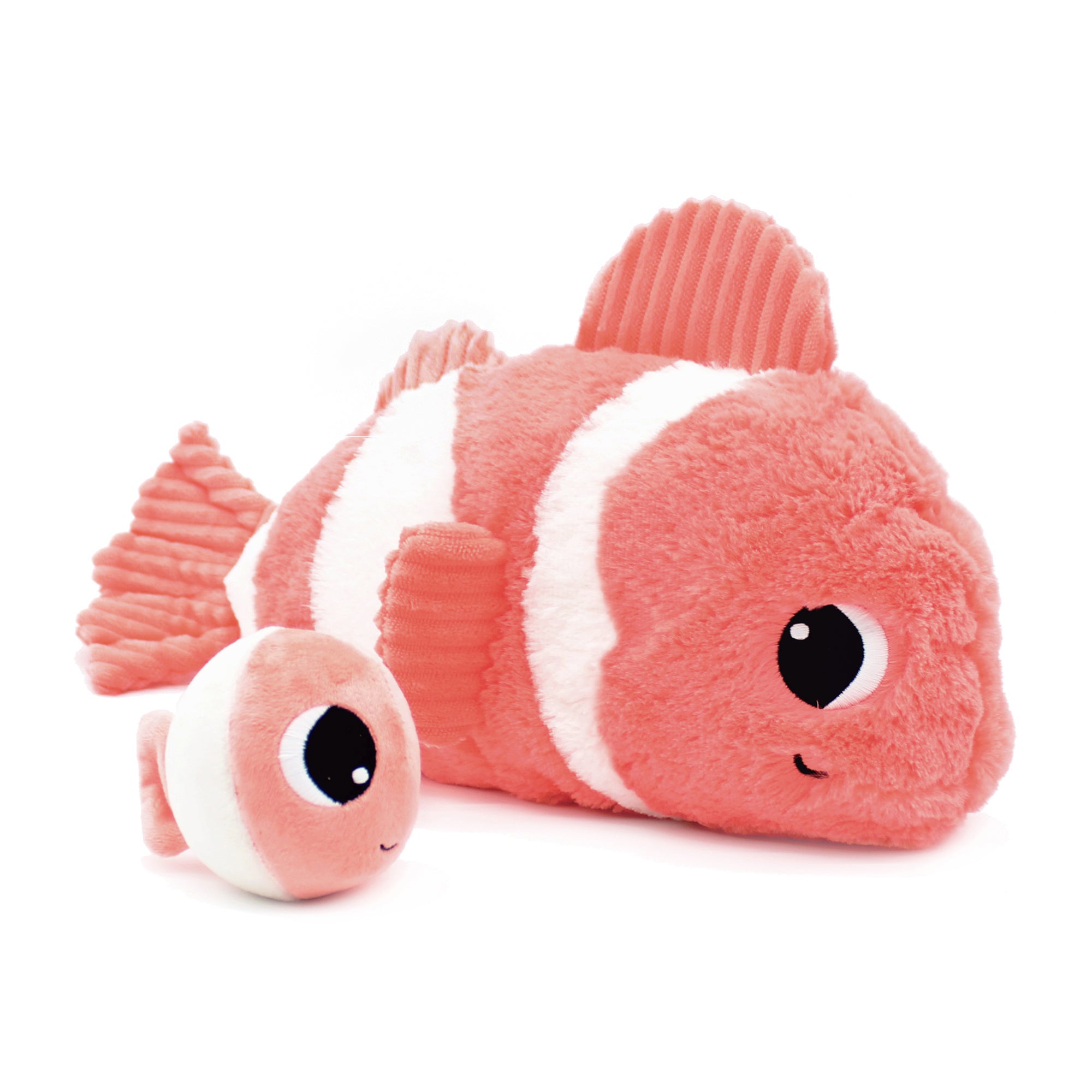 Peluche poisson-clown Bigou maman et son bébé corail - Vue de profil maman et bébé poisson-clown - Les Ptipotos