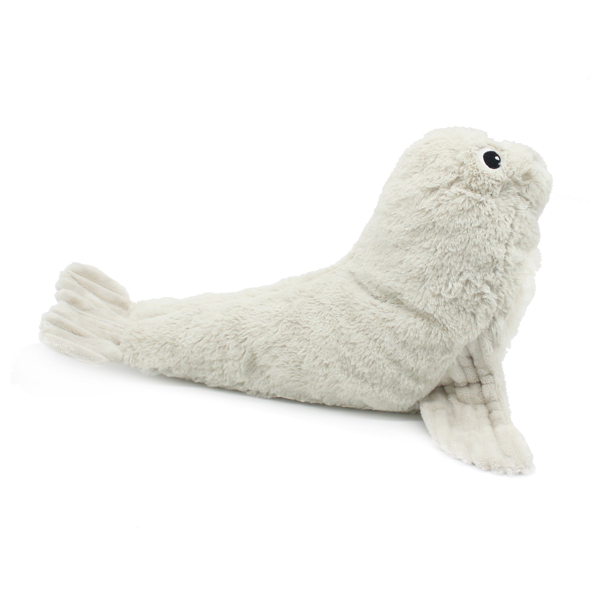 Peluche otarie Ploufou maman et son bébé gris clair - Vue de profil de la maman otarie - Les Ptipotos