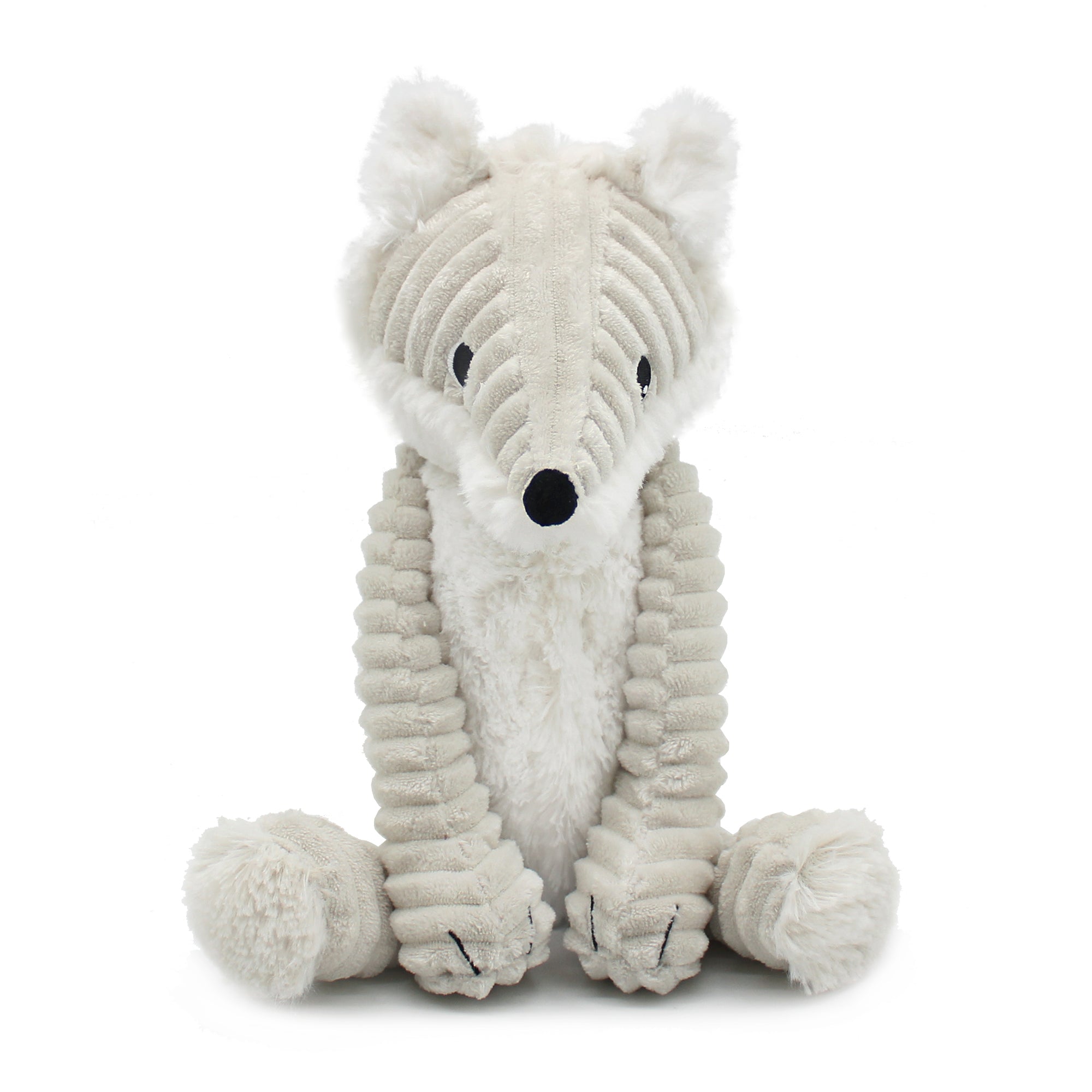 Peluche renard arctique Frimou maman et son bébé gris clair - Vue de face de la maman renard arctique - Les Ptipotos