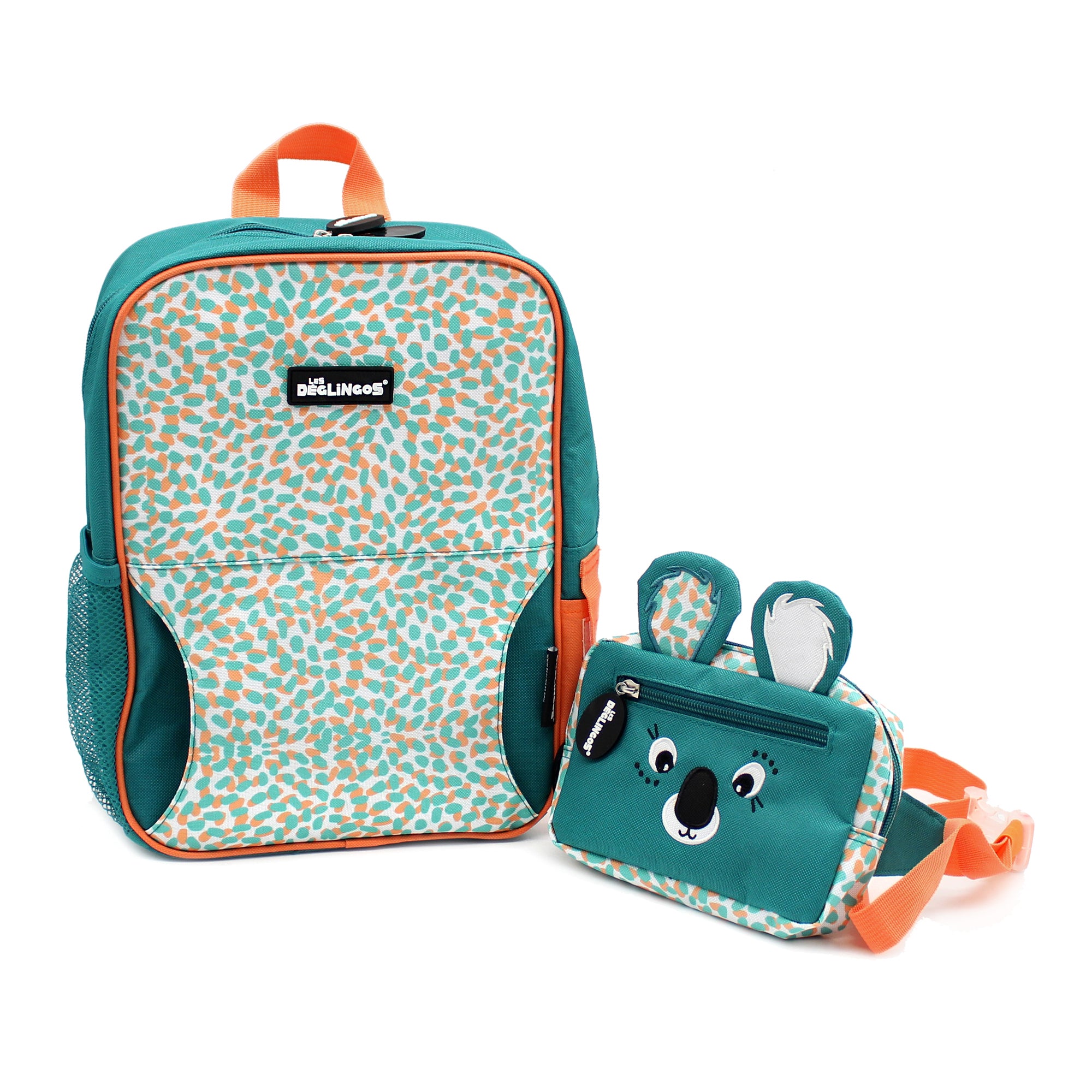 Sac à dos 2 en 1 avec sac banane amovible Berlingos le koala - vue de face du sac à dos avec la banane amovible - Les Déglingos