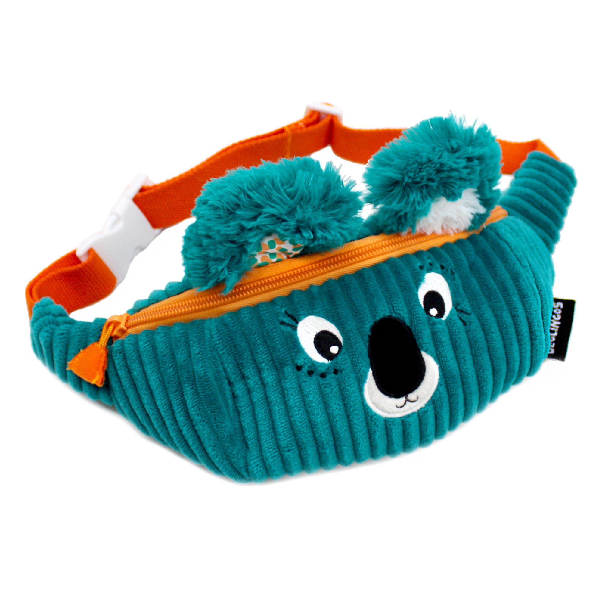 Sac banane en velours côtelé Berlingos le koala - vue de profil du sac banane - Les Déglingos