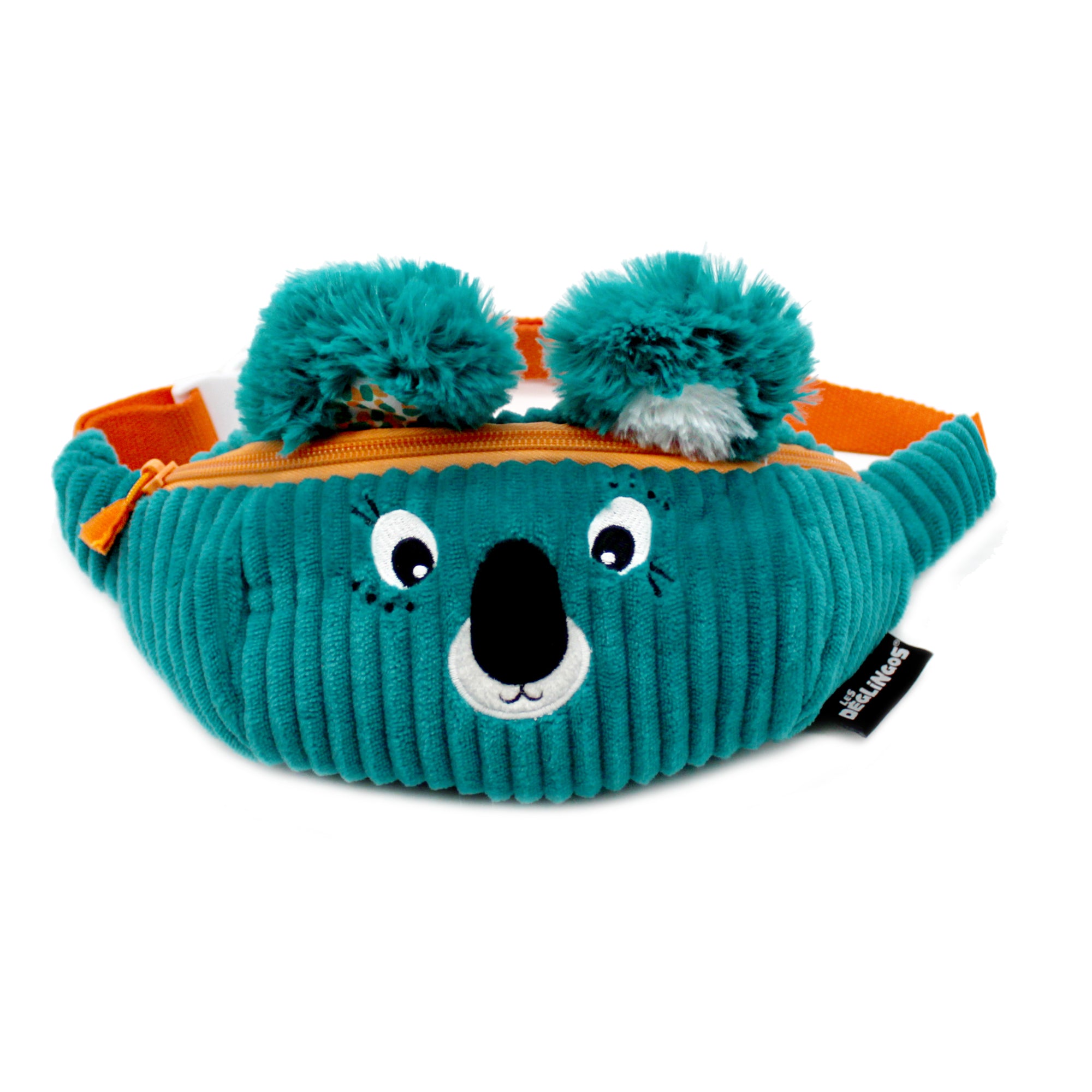 Sac banane en velours côtelé Berlingos le koala - vue de face du sac banane - Les Déglingos