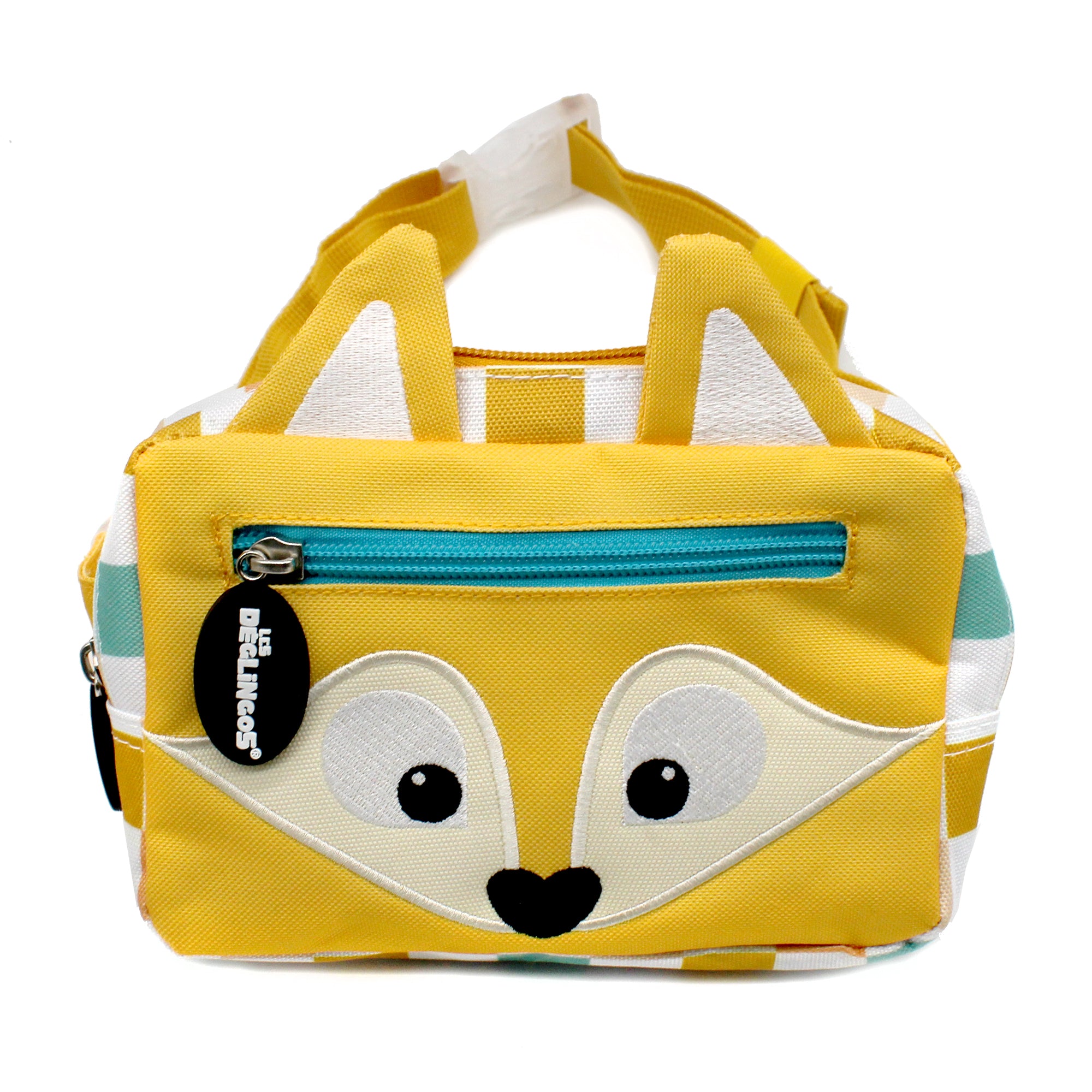 Sac à dos 2-en-1 avec sac banane amovible Cyranos le renard - Vue de face du sac banane jaune moutarde - Les Déglingos