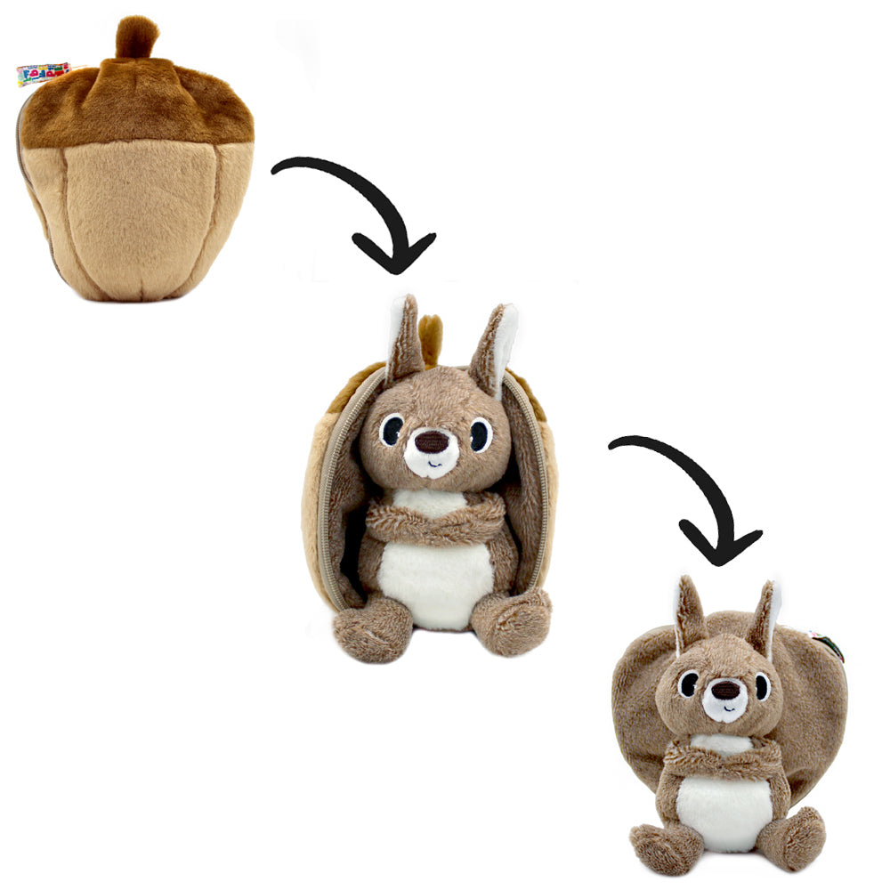 Peluche Noiset l'écureuil/gland - montage de la peluche gland qui se transforme en peluche écureuil - Flipetz