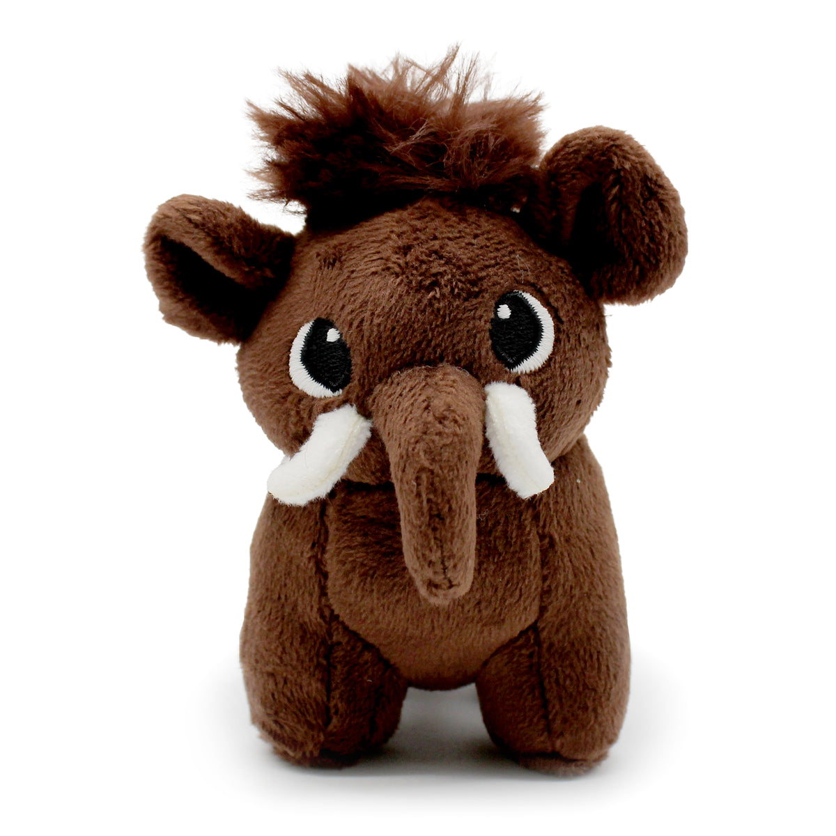 Peluche mammouth Papouth papa et son bébé marron chocolat - visuel de face du bébé mammouth - Les Ptipotos