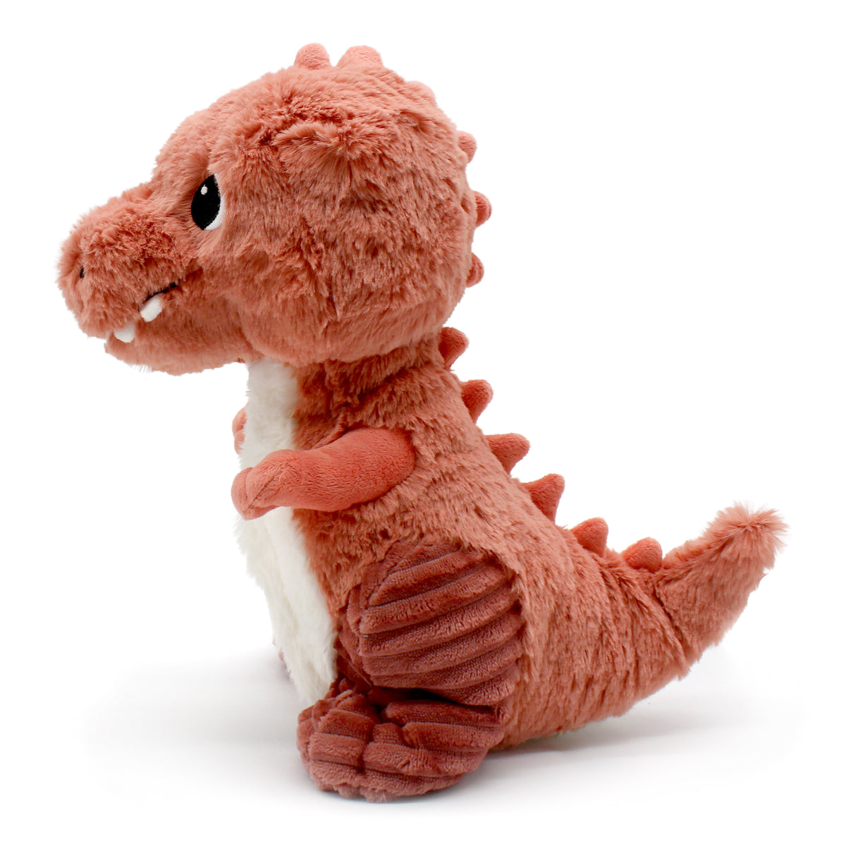 Peluche Alex le T-rex maman et son bébé terracotta - vue de côté de la maman tyrannosaure - Les Ptipotos