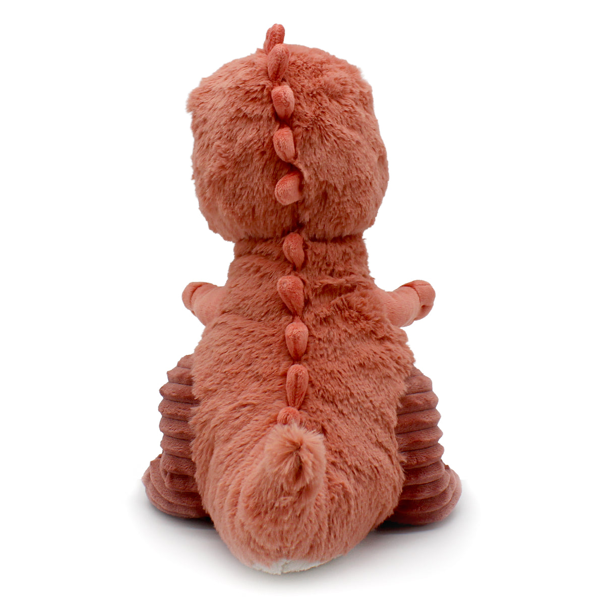 Peluche Alex le T-rex maman et son bébé terracotta - vue de dos de la maman tyrannosaure - Les Ptipotos