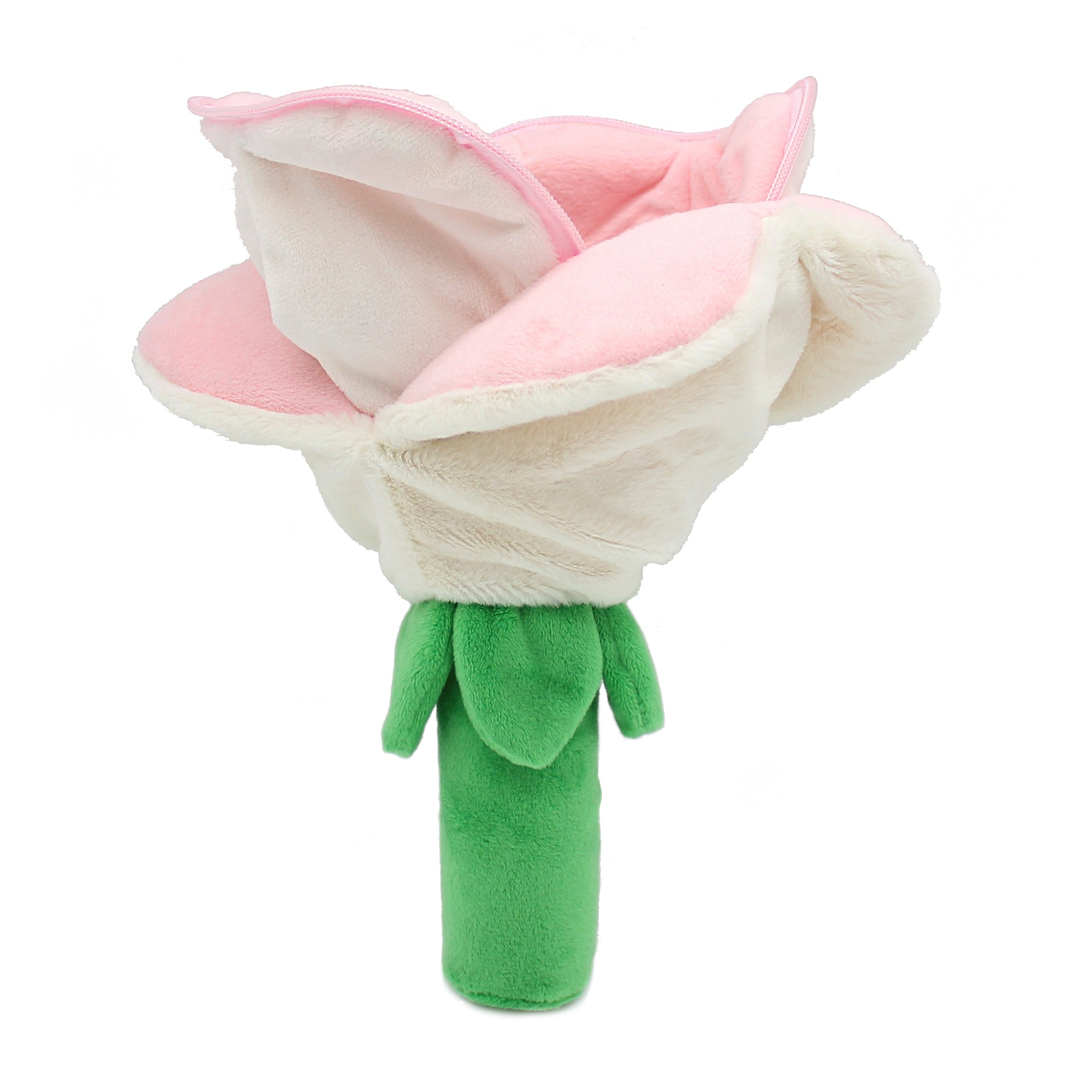 Peluche Coeur/Fleur blanc-rose - visuel de la fleur déployée - Flipetz
