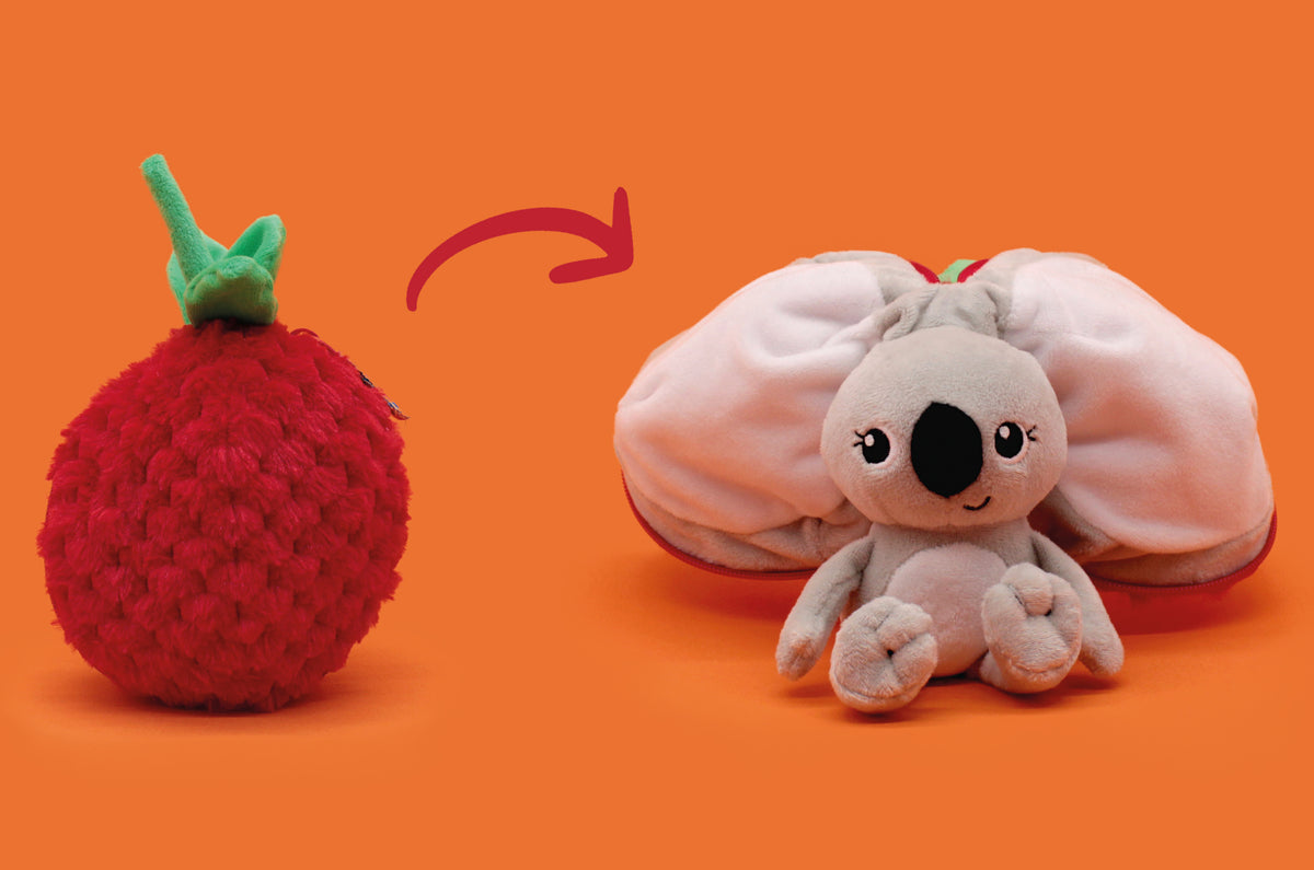 Peluche Tartlet le koala/framboise - montage déploiement ouverture de la framboise pour devenir un koala 9 - Flipetz