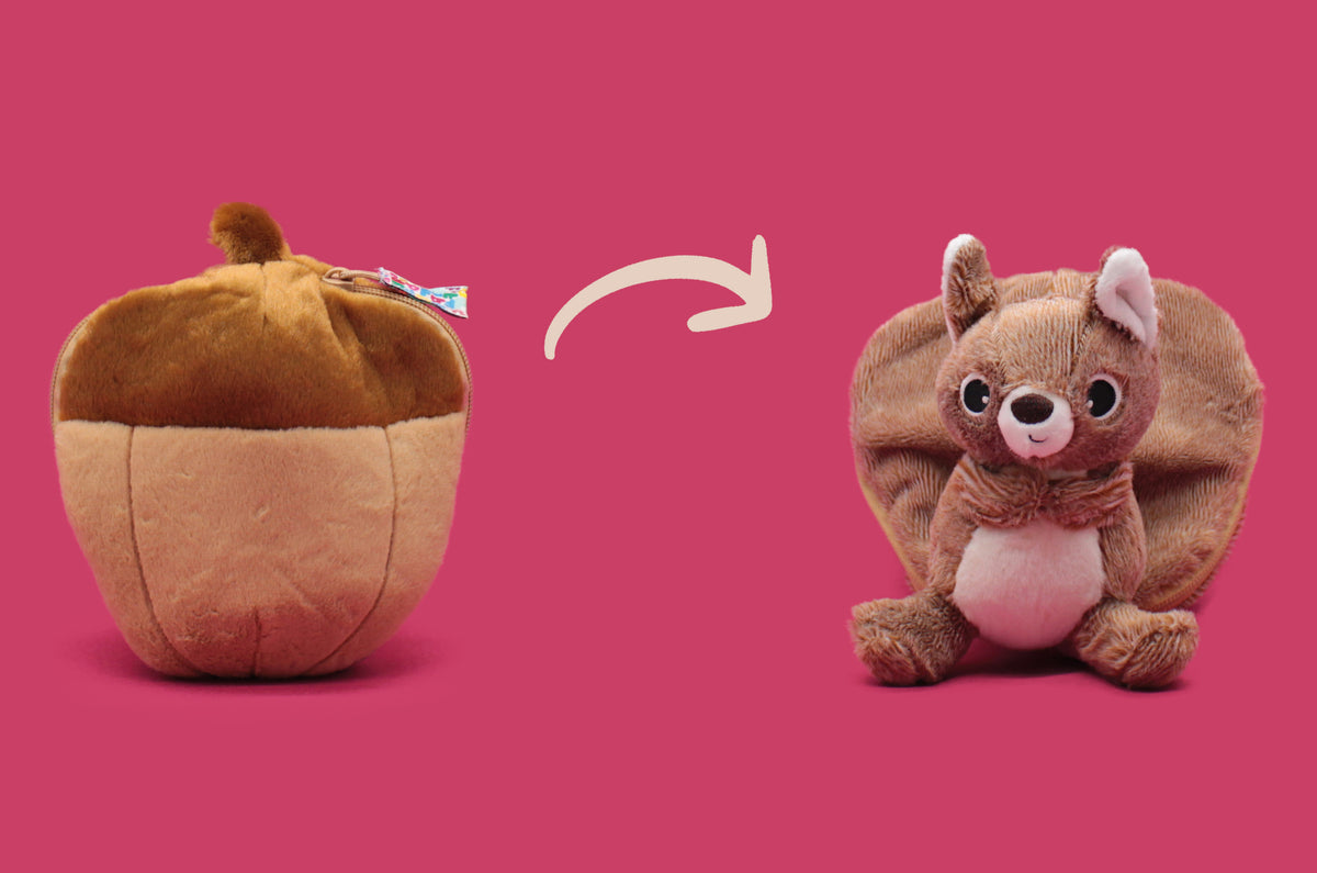 Peluche Noiset l'écureuil/gland - montage de la peluche gland qui se transforme en peluche écureuil 8 - Flipetz