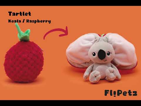 Vidéo d'animation de la peluche framboise qui se transforme en koala - Flipetz