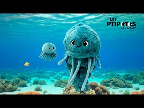 Vidéo d'animation de la peluche maman et son bébé Lilou la méduse - Les Ptipotos