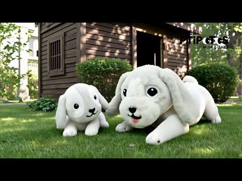 Vidéo d'animation peluche Toutou le chien maman et son bébé - Les Ptipotos
