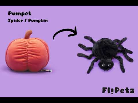 Vidéo d'animation de la peluche citrouille qui se transforme en araignée - Flipetz