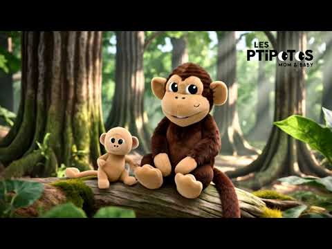 Vidéo d'animation peluche Zazou le singe maman et son bébé - Les Ptipotos