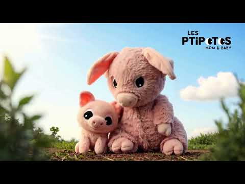 Vidéo d'animation peluche Barbekiou le cochon rose maman et son bébé - Les Ptipotos