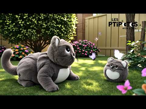 Vidéo d'animation peluche Miaou le chat maman et son bébé - Les Ptipotos