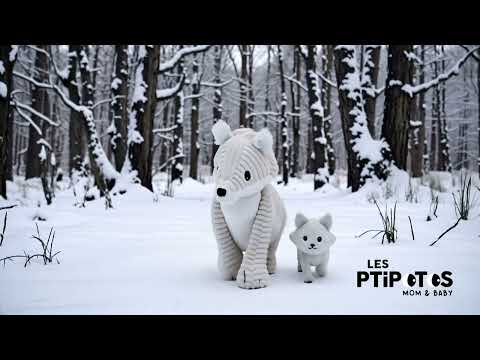 Vidéo d'animation peluche renard arctique Frimou maman et son bébé - Les Ptipotos