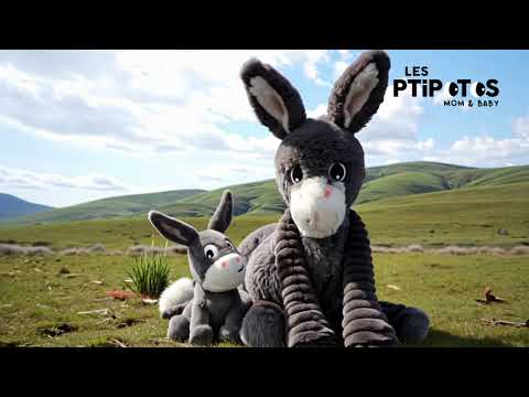 Vidéo d'animation peluche Poitou l'âne gris maman et son bébé - Les Ptipotos