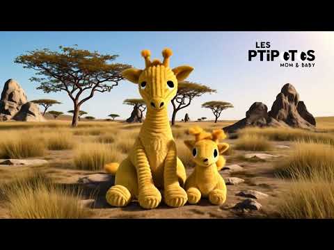 Vidéo d'animation peluche Loncou la girafe maman et son bébé - Les Ptipotos