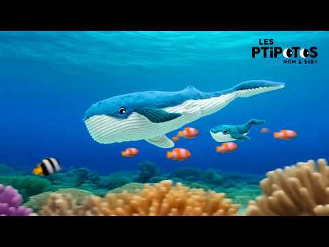 Vidéo d'animation peluche Gravillou la baleine maman et son bébé - Les Ptipotos