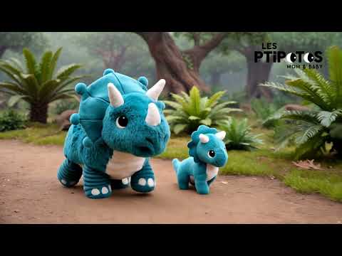 Vidéo d'animation de la peluche dinosaure Penelops le tricératops maman et son bébé - Les Ptipotos