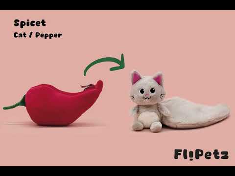 Vidéo d'animation de la peluche piment qui se transforme en chat - Flipetz
