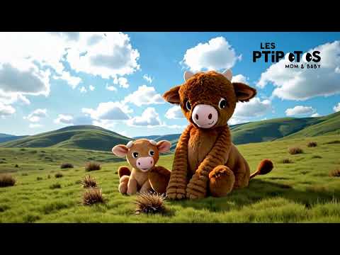 Vidéo d'animation peluche Hindou la vache maman et son bébé - Les Ptipotos